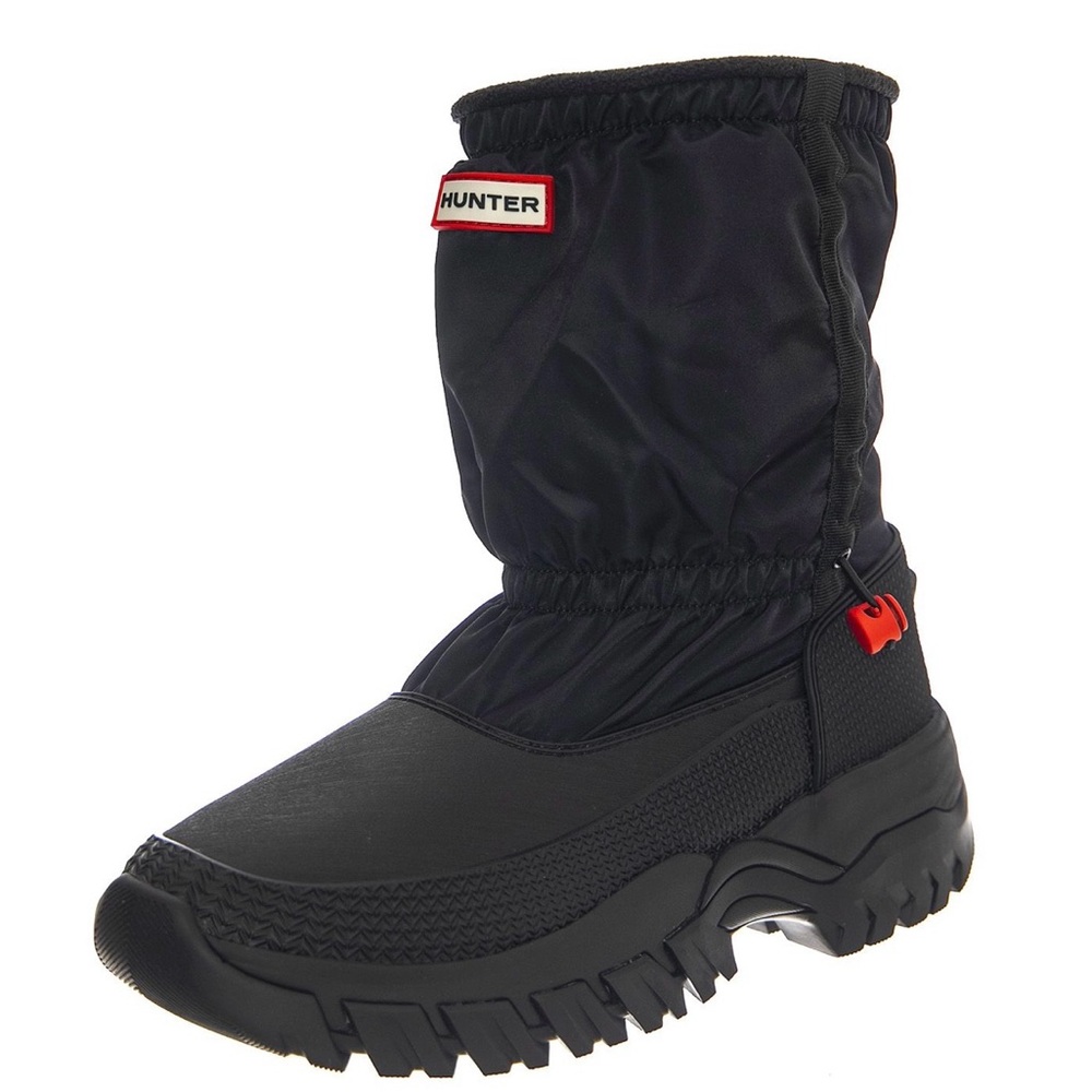 Hunter Wanderer Short Slouch Insulated Black Snow Rain Boots